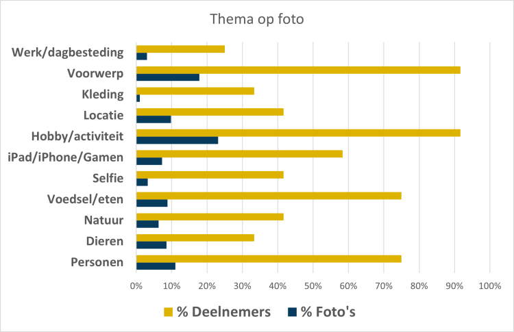 Figuur 4. Weergave van de gerepresenteerde thema&rsquo;s op de foto&rsquo;s