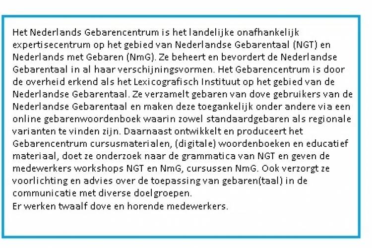 Beschrijving van het Nederlands GebarenCentrum