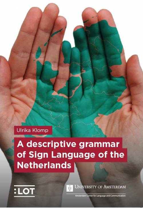 cover van het proefschrift van Ulrike Klomp. Twee open handen met  de kaart van Nederland in groene verf op de handen.